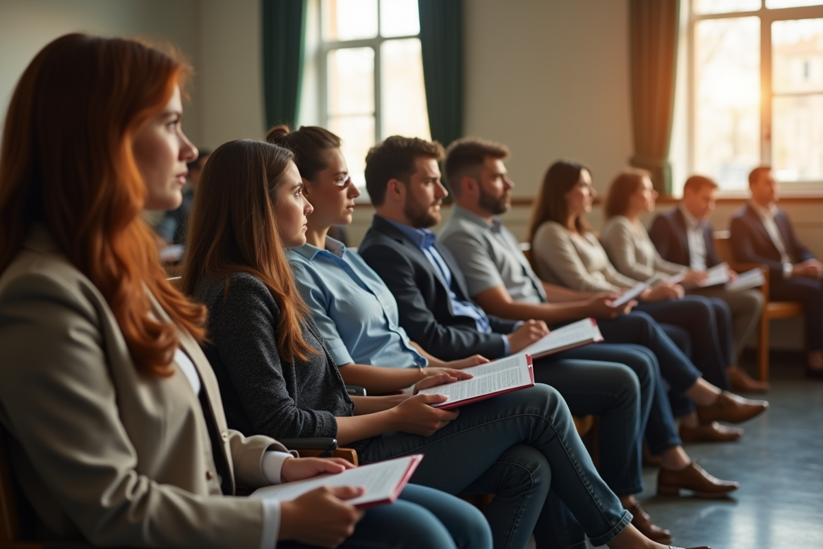 Groupe de personnes dans une salle d