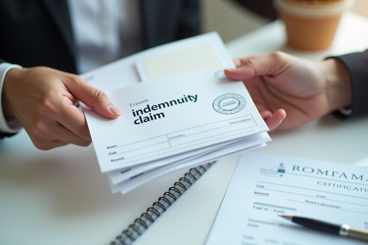 Main échangeant une enveloppe et un formulaire de demande d indemnités