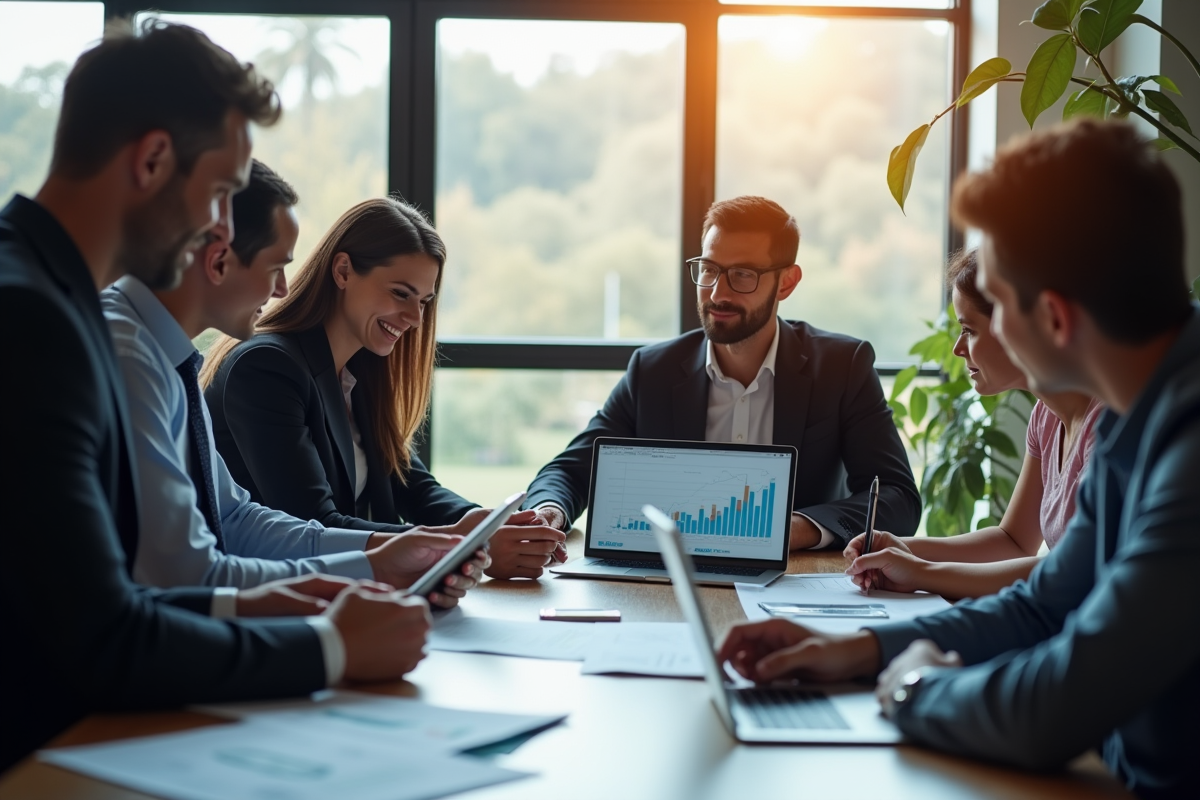 Equipe diversifiee en collaboration dans un bureau moderne