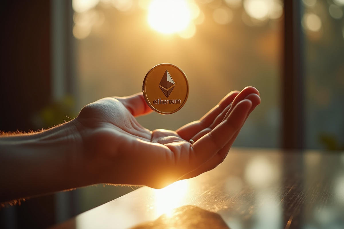 Pièce Ethereum tombant d