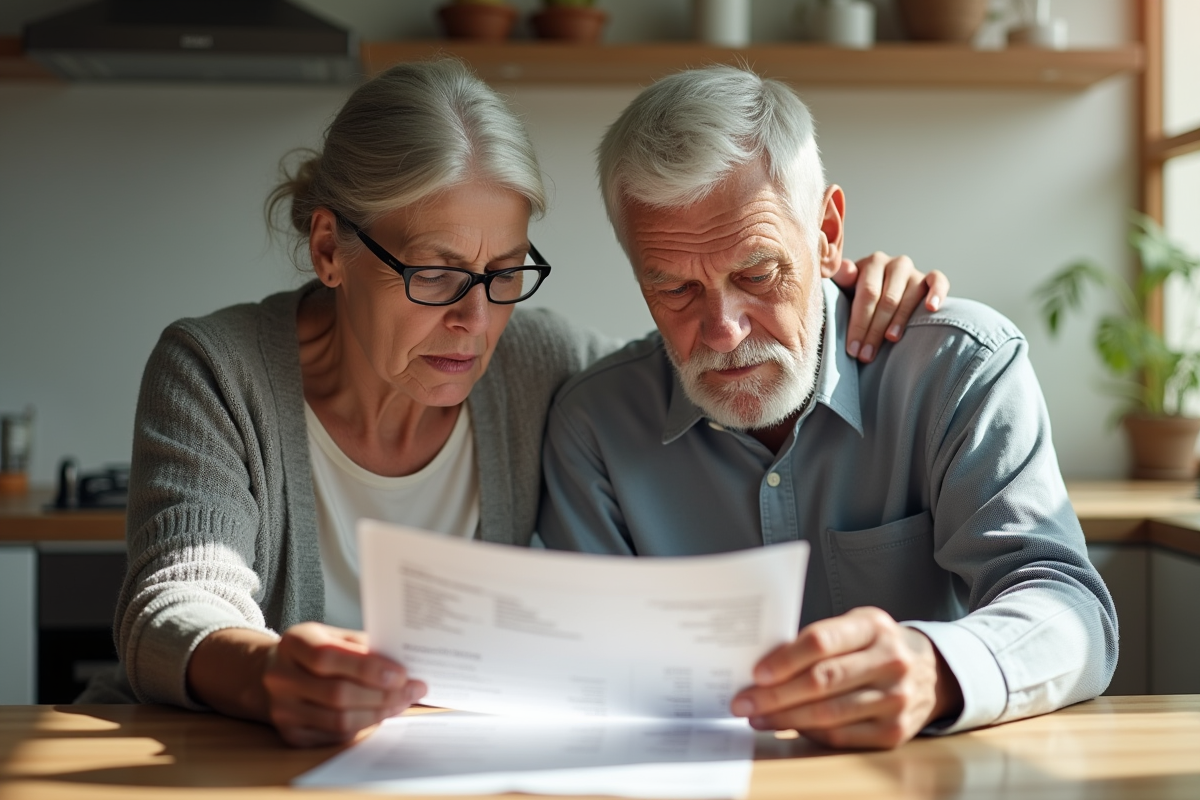 Famille discutant d un relevé hypothécaire à la maison
