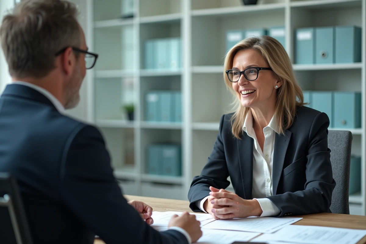 Femme parlant avec un conseiller bancaire au bureau