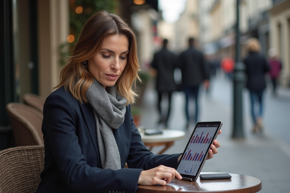 Femme analyse un portefeuille d