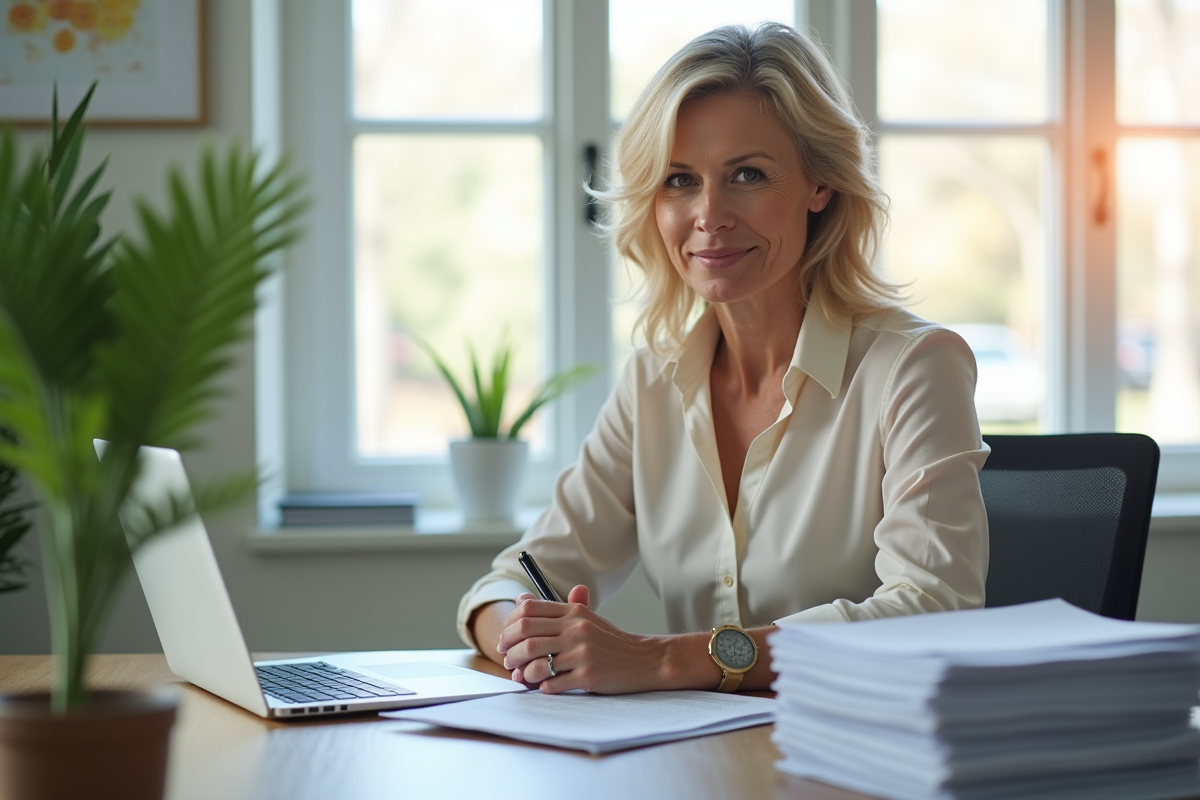 Femme professionnelle remplissant des papiers sociaux