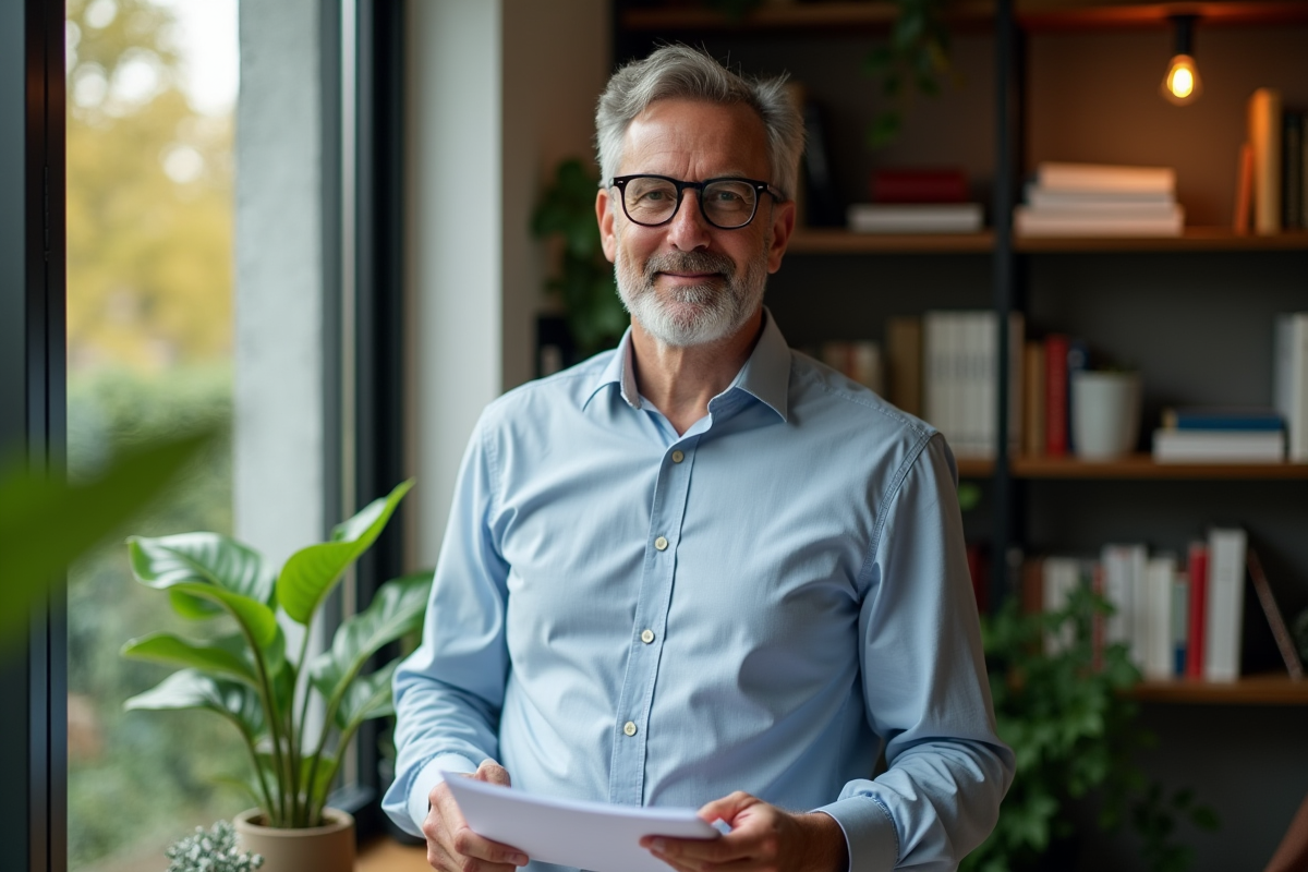 Homme d age moyen discute de documents financiers avec sa partenaire