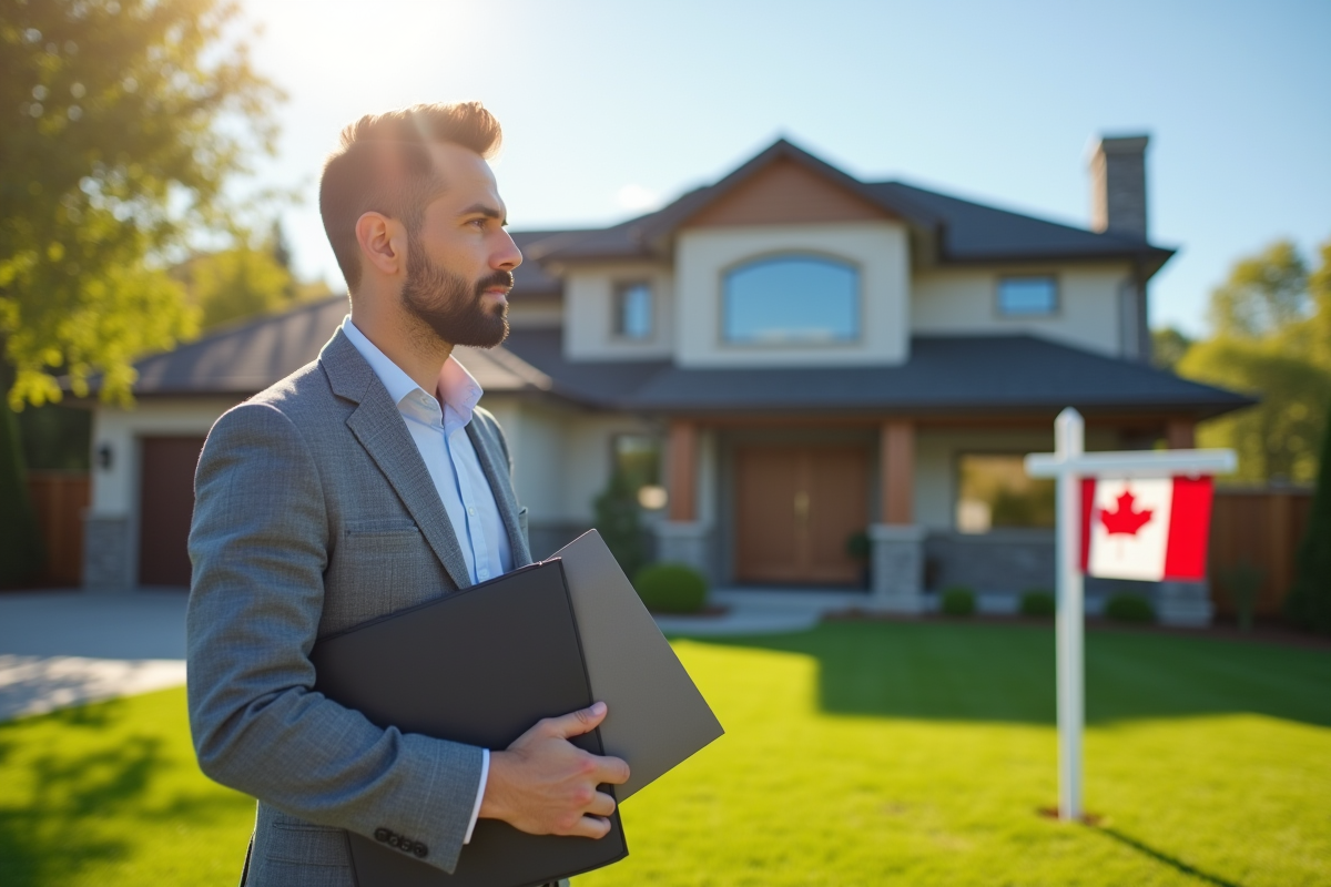 Homme immigrant regardant une maison à vendre au Canada