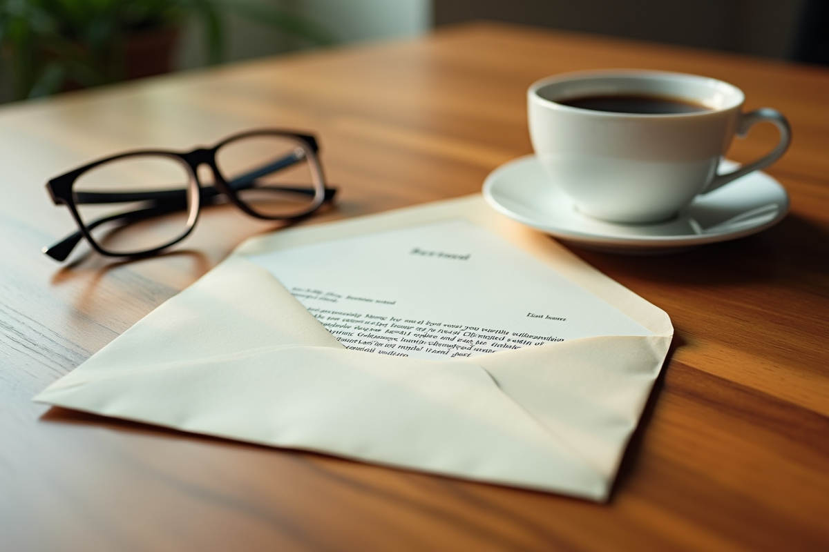 Enveloppe avec lettre de retraite sur une table en bois