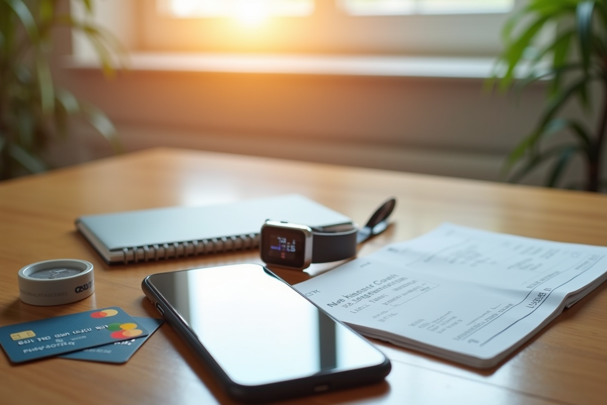 Variété de moyens de paiement modernes sur un bureau lumineux